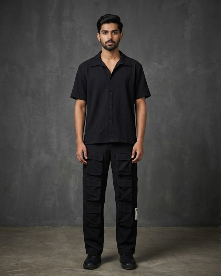 Premium Black Co-Ord Set for Men (12-Pocket Utility Design)