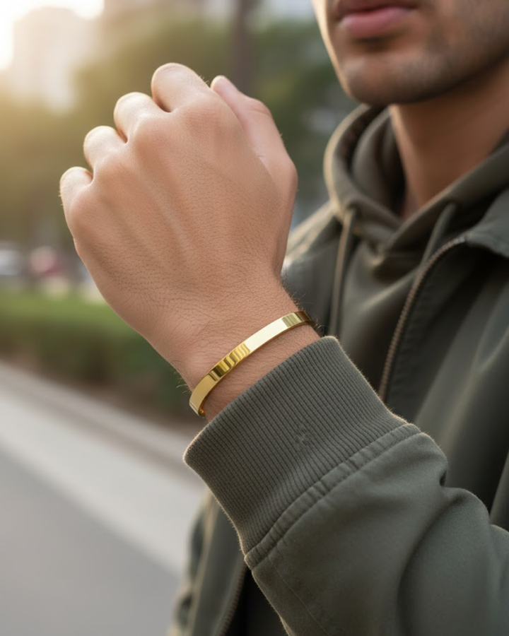 Gold-Plated Stainless Steel Kada for Men