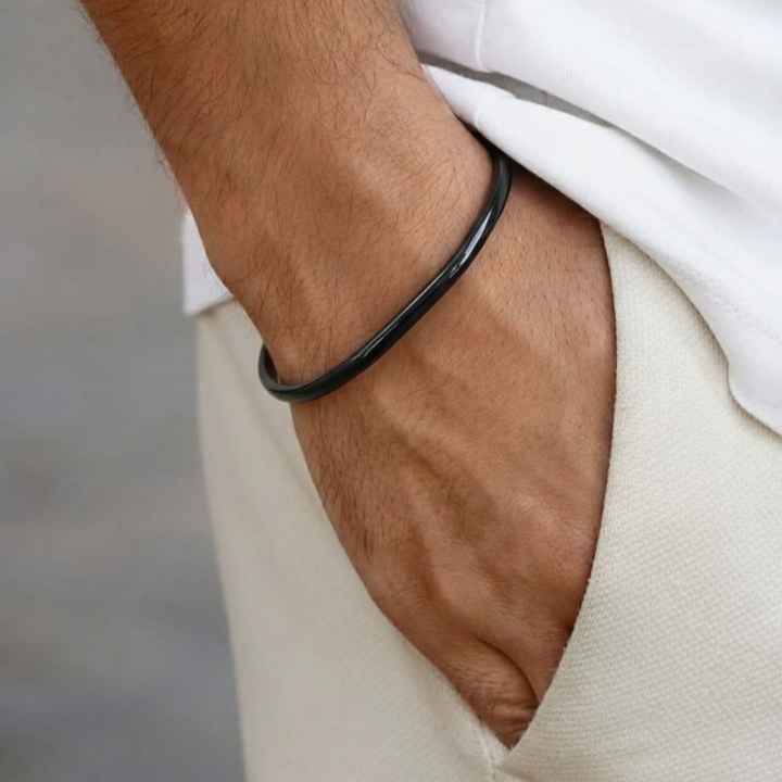 Midnight Crescent Stainless Steel Bracelet For Men