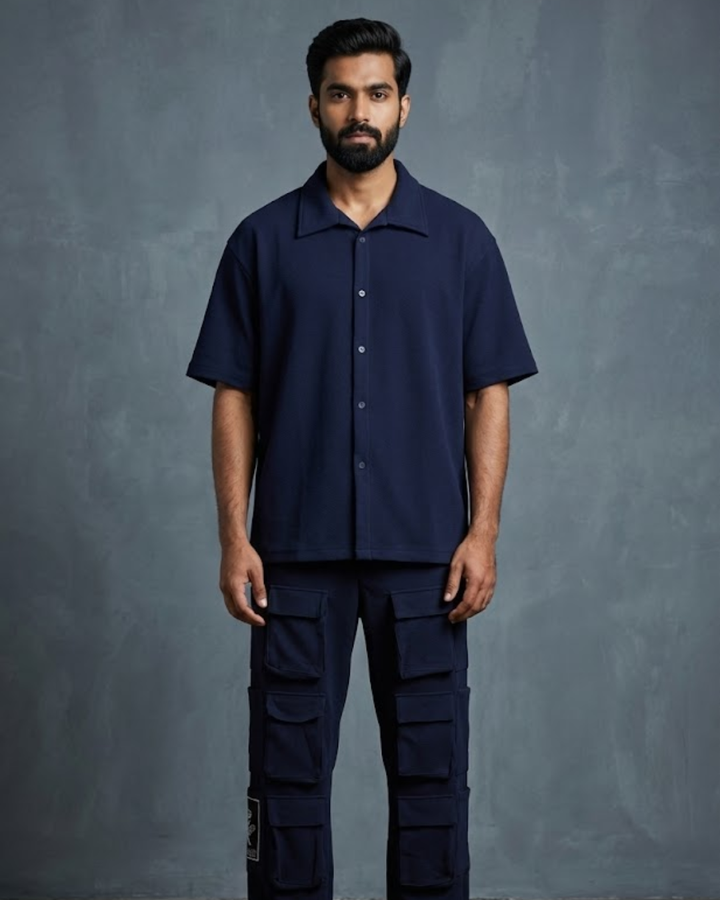 Premium Blue Co-Ord Set for Men (12-Pocket Utility Design)