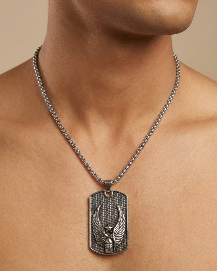 ASCENSION WING Men’s Dog Tag Pendant – Titanium Steel Angel Power Necklace