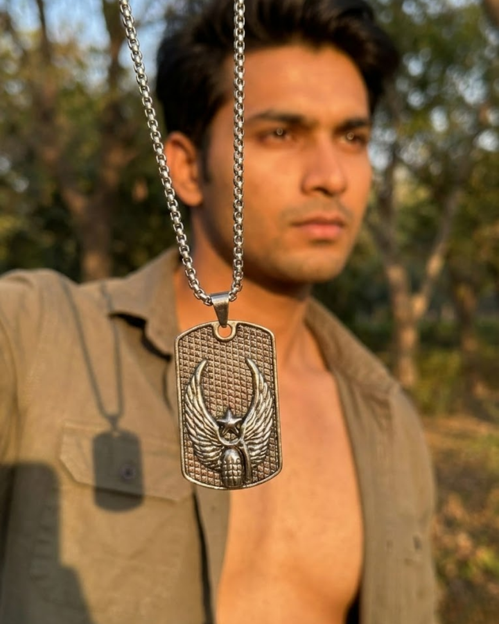 ASCENSION WING Men’s Dog Tag Pendant – Titanium Steel Angel Power Necklace
