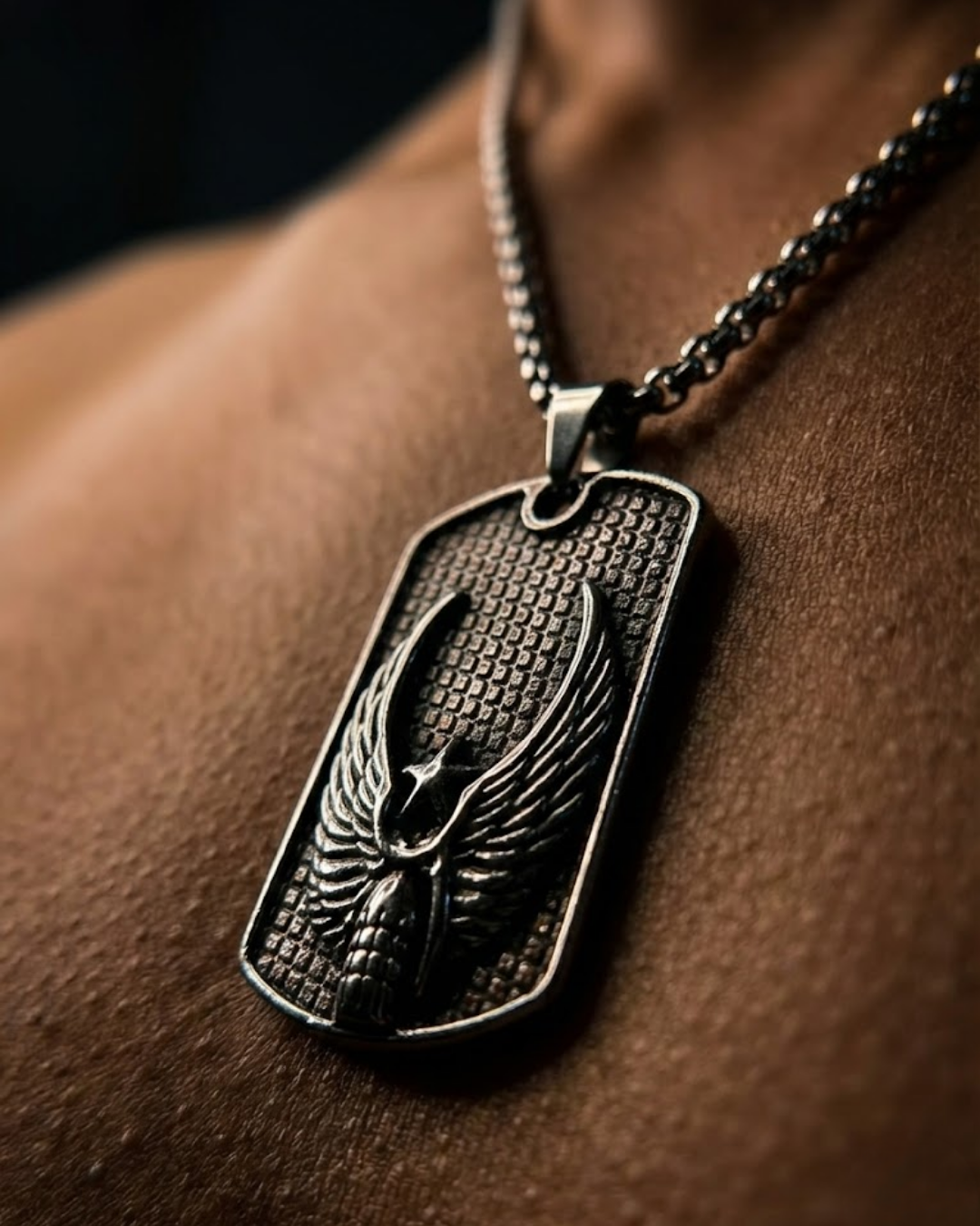 ASCENSION WING Men’s Dog Tag Pendant – Titanium Steel Angel Power Necklace
