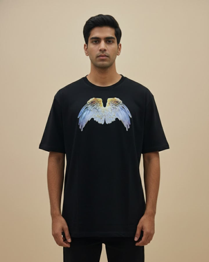 Premium Black Cotton Printed T-Shirt for Men