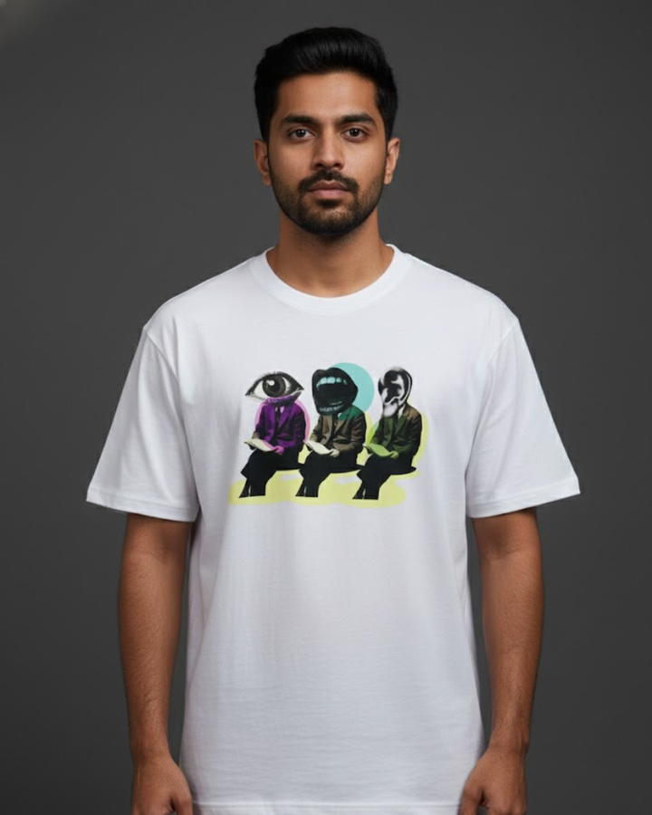 Premium White Cotton Printed T-Shirt for Men