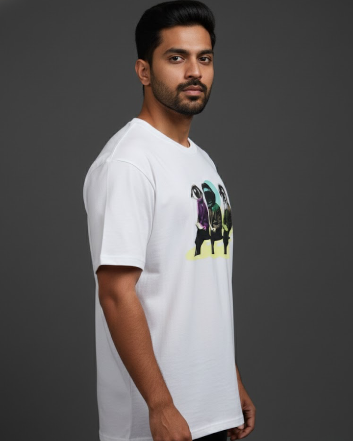Premium White Cotton Printed T-Shirt for Men