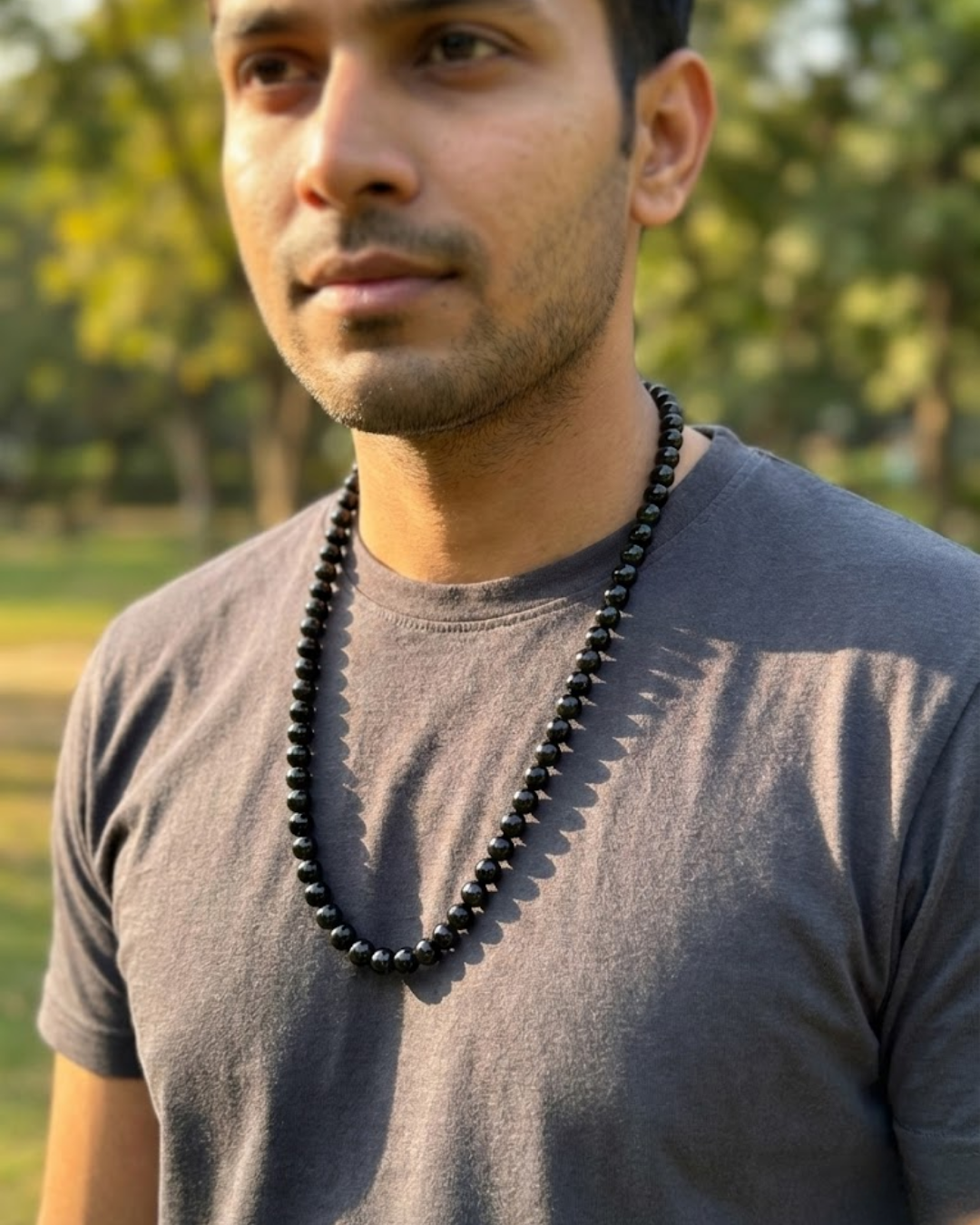 Obsidian Core Black Beaded Necklace for Men – Premium Minimalist Stone Chain
