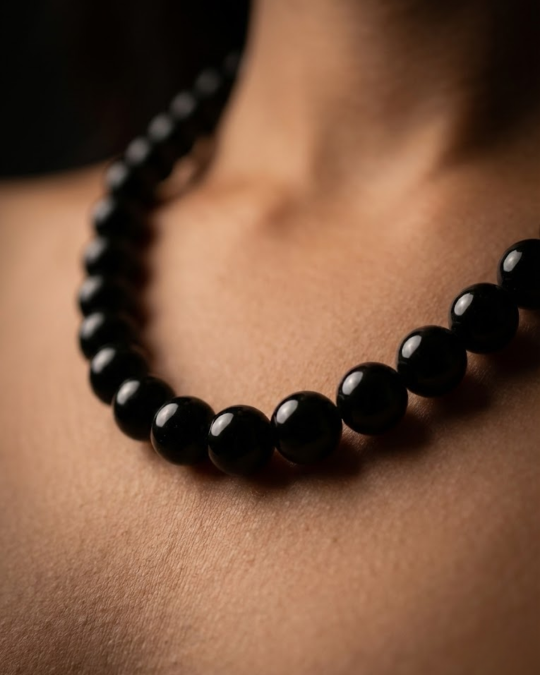 Obsidian Core Black Beaded Necklace for Men – Premium Minimalist Stone Chain