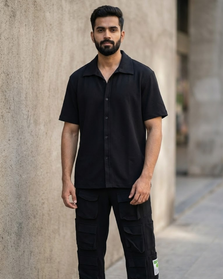 Premium Black Co-Ord Set for Men (12-Pocket Utility Design)