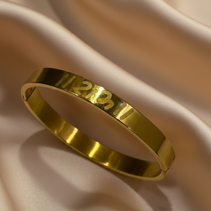 Gold-Plated Shree Ram Stainless Steel Kada for Men