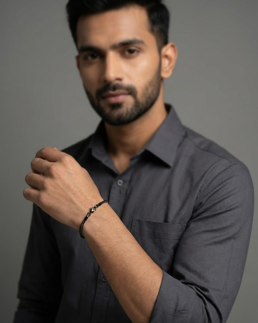 Shadow Flex Minimal Chain Bracelet for Men – Matte Black Stainless Steel