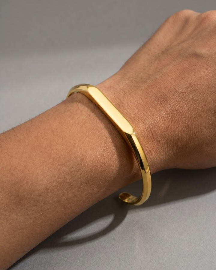 Regal Bar Gold Cuff Bracelet for Men – Minimal Luxe Finish gold