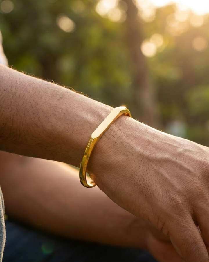 Regal Bar Gold Cuff Bracelet for Men – Minimal Luxe Finish gold