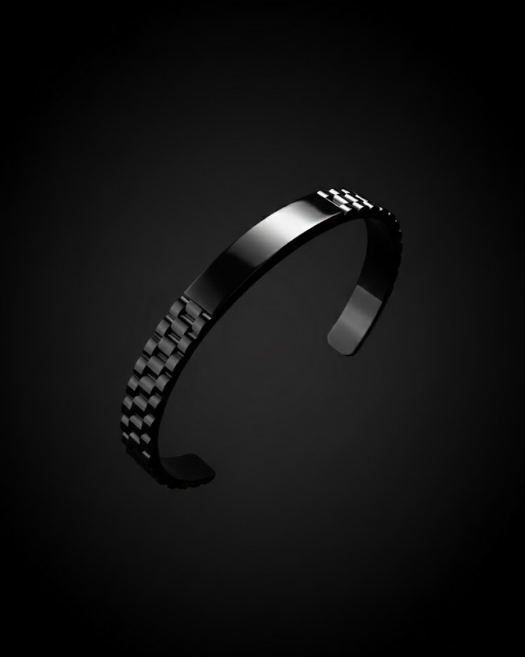 Men’s Black Stainless Steel ID Bracelet – Premium Matte Link Cuff